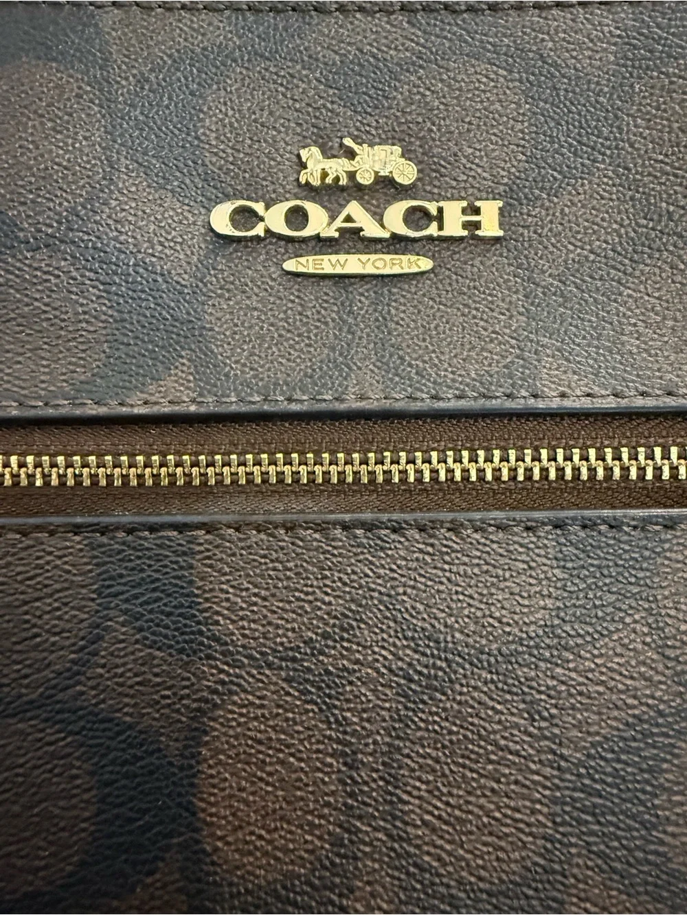 Coach Signature Rowan File Crossbody Bag C1554 Brown/Black Coated Canvas MP $250